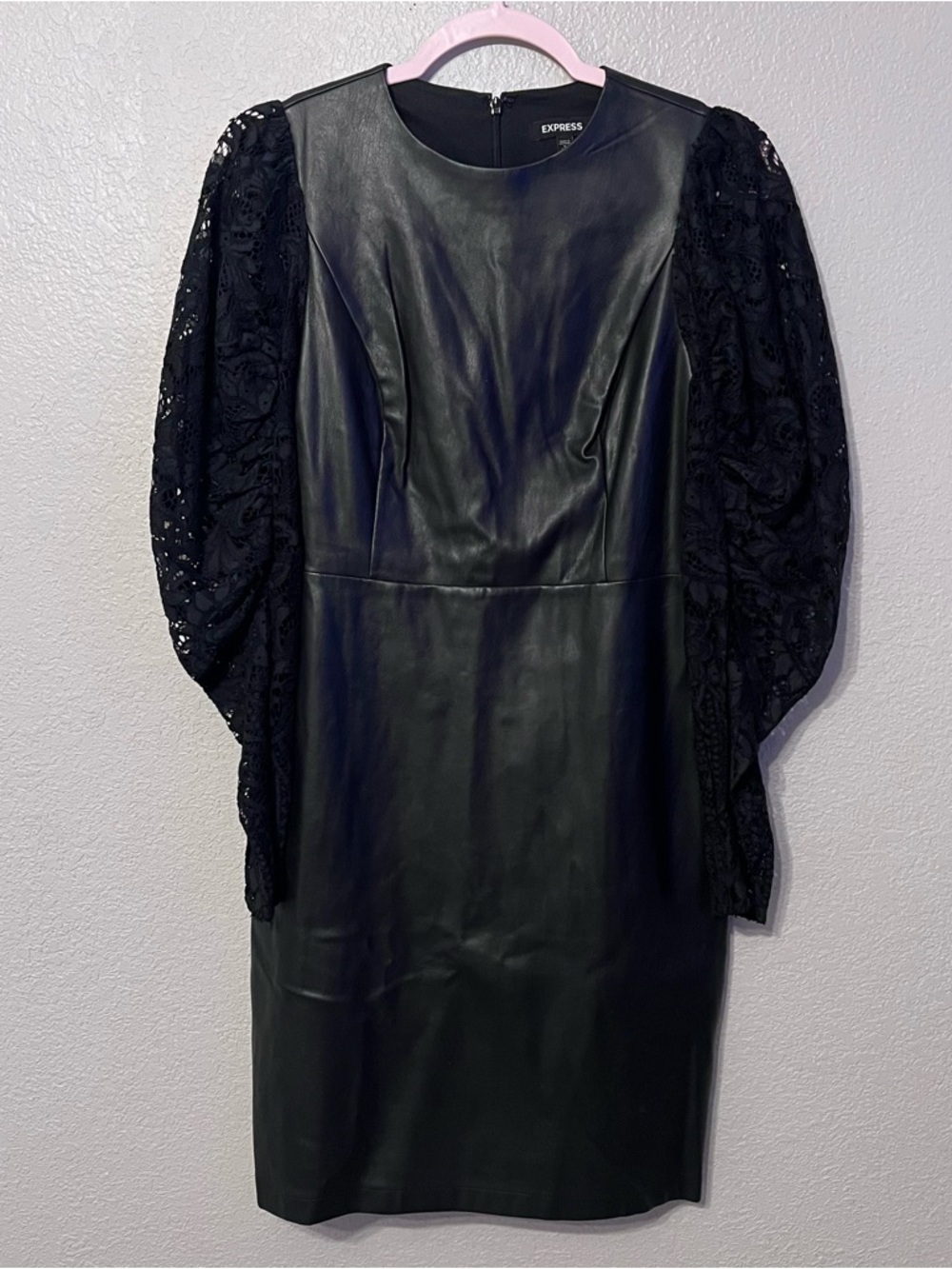 Express Black Faux Leather Shift Dress